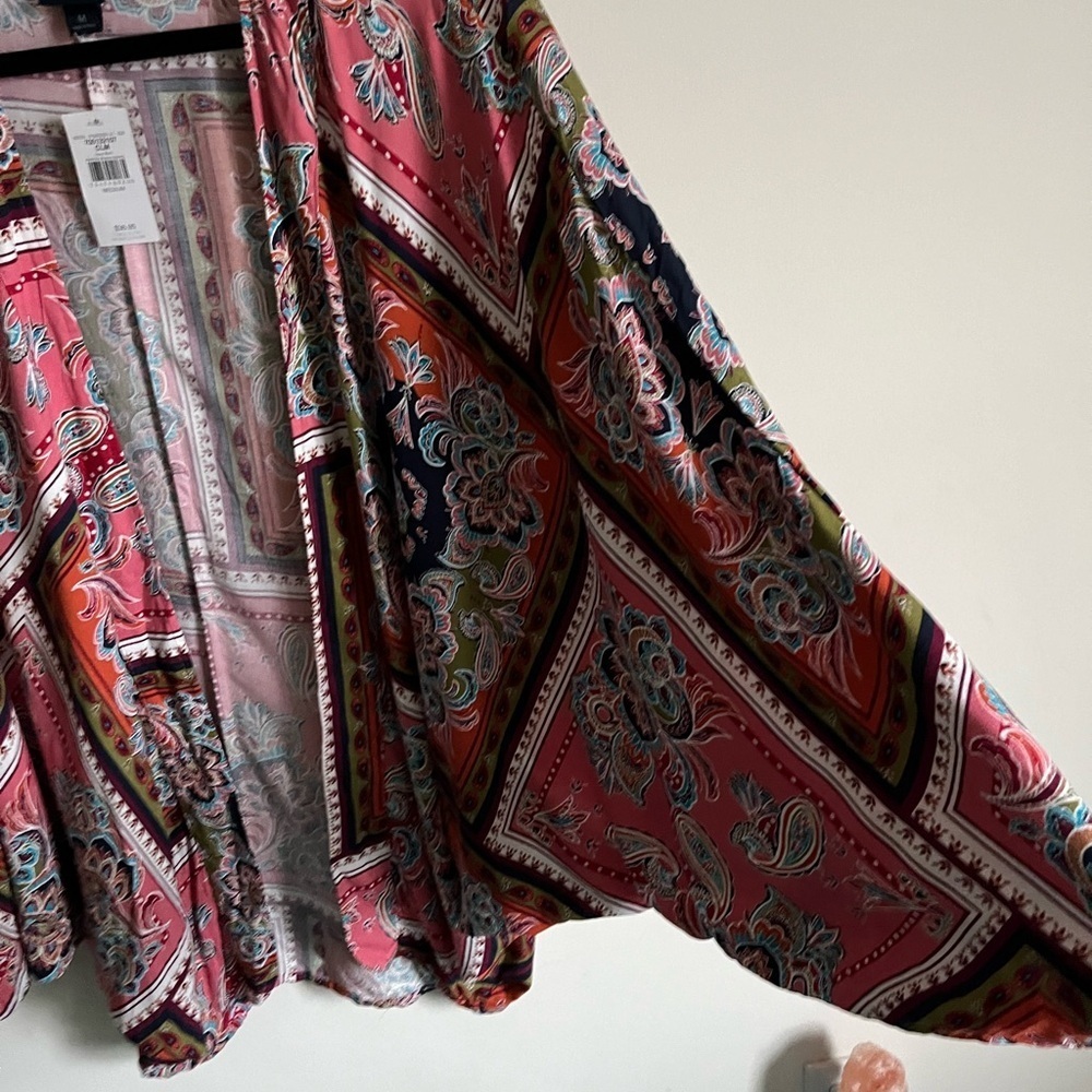 Daytrip Colorful Paisley Floral Batwing Dolman Sleeve Kimono Cardigan Sz Med NWT - Picture 3 of 12